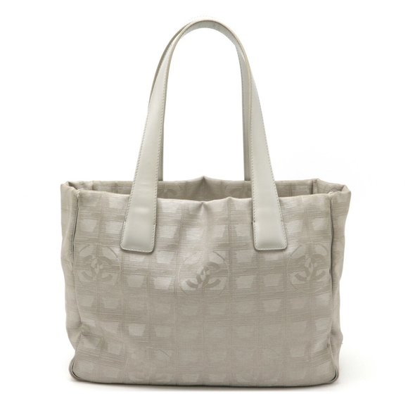 CHANEL New Travel Line Tote PM bag Shoulder Nylon jacquard Leather Silver - Picture 1 of 7